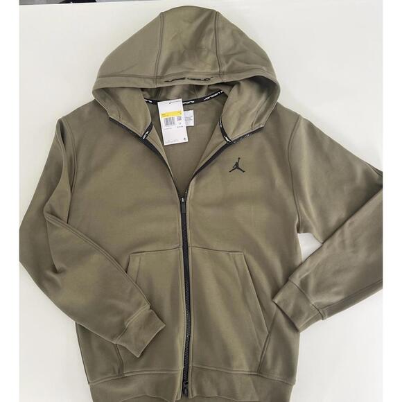 $110 Air Jordan Dri-Fit Sport Hoop Fleece Zip Hoodie Size Small Men Olive FV8602 - Picture 5 of 7